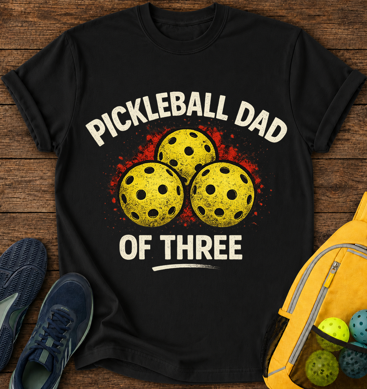 Pickleball Dad Of Three - T-Shirt
