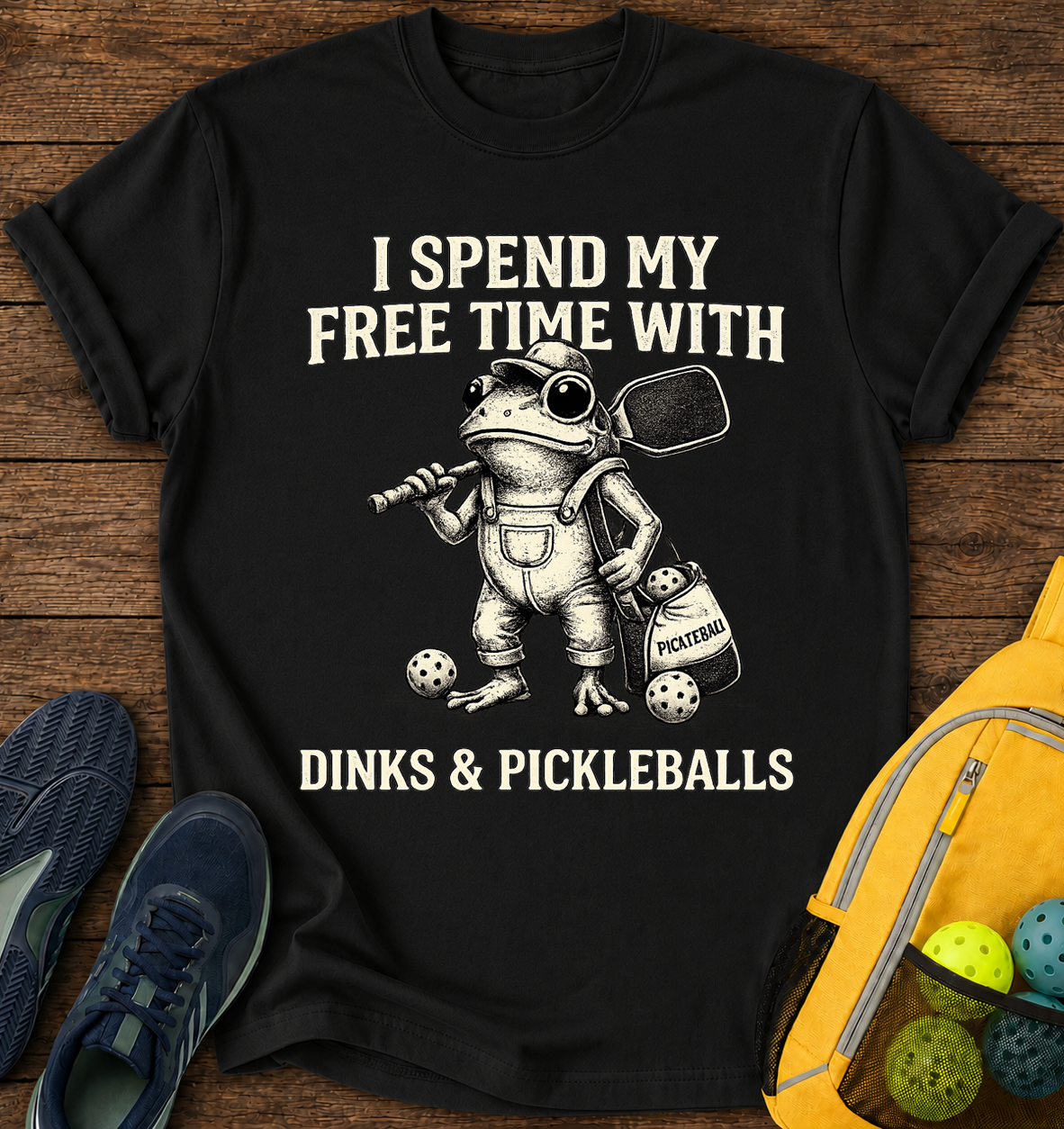 I Spend my Free Time with Dinks and Pickleballs - T-Shirt