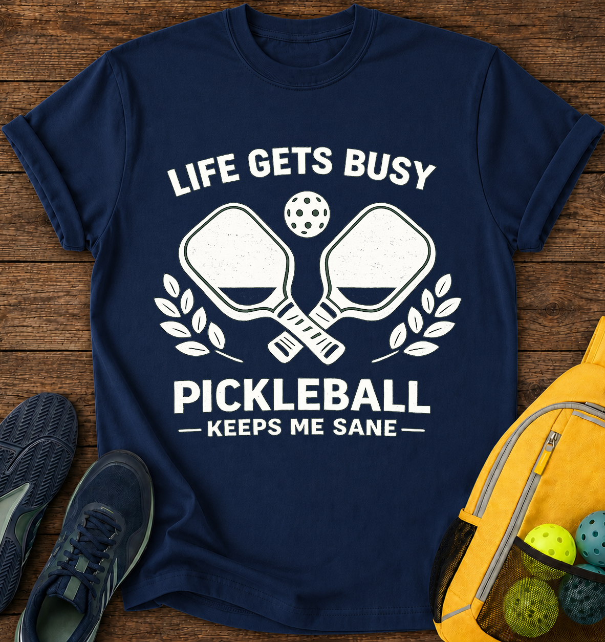 Life Gets Busy Pickleball Keeps Me Sane - T-Shirt