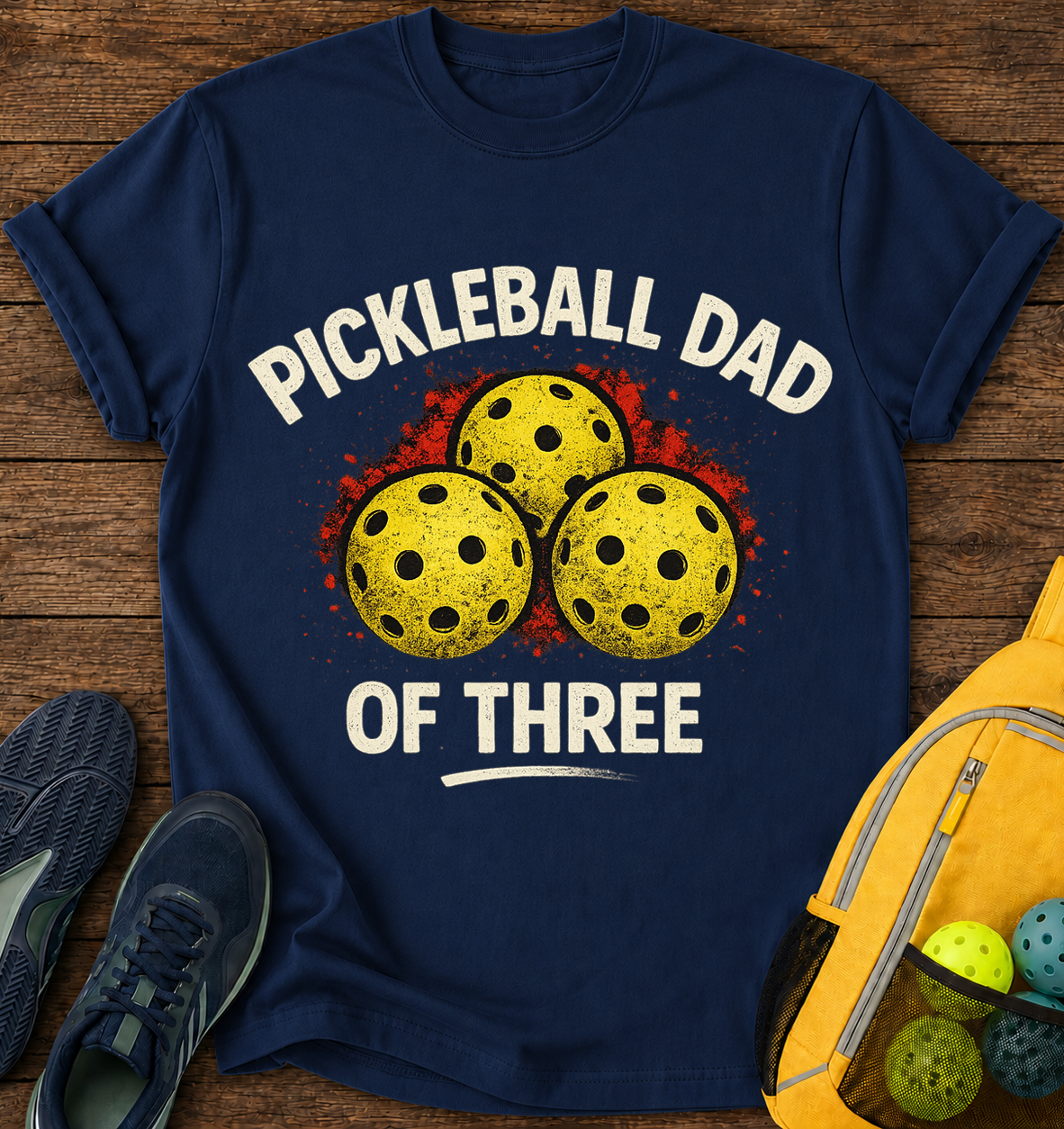 Pickleball Dad Of Three - T-Shirt