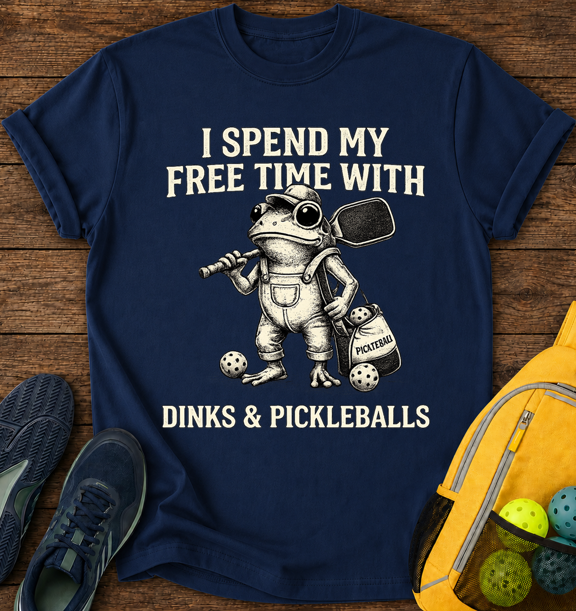 I Spend my Free Time with Dinks and Pickleballs - T-Shirt