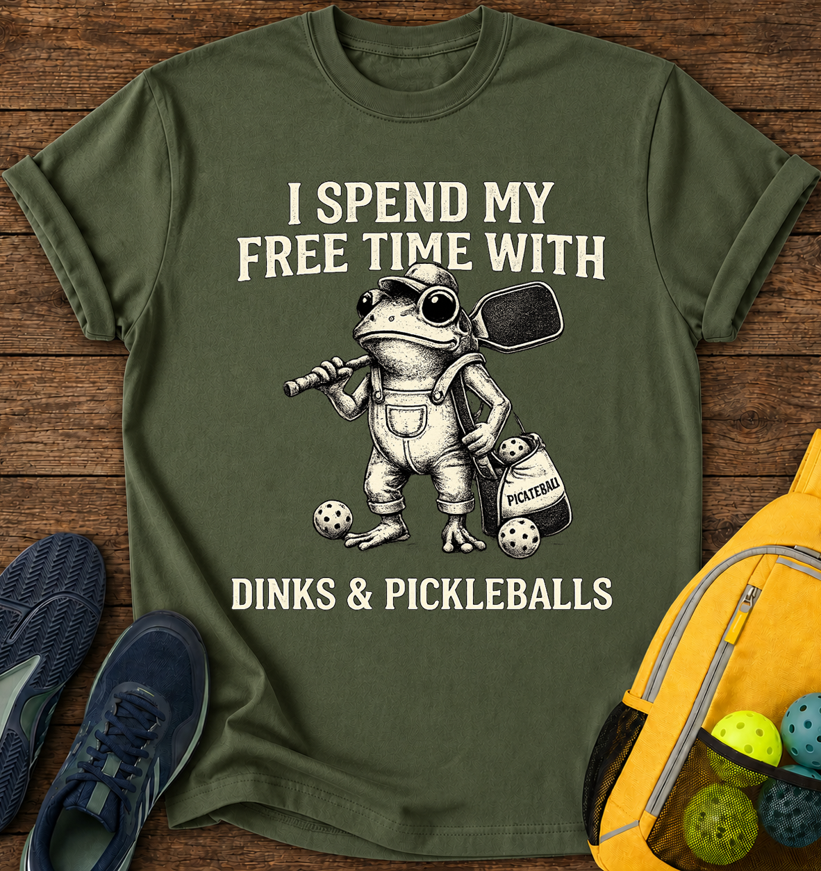 I Spend my Free Time with Dinks and Pickleballs - T-Shirt