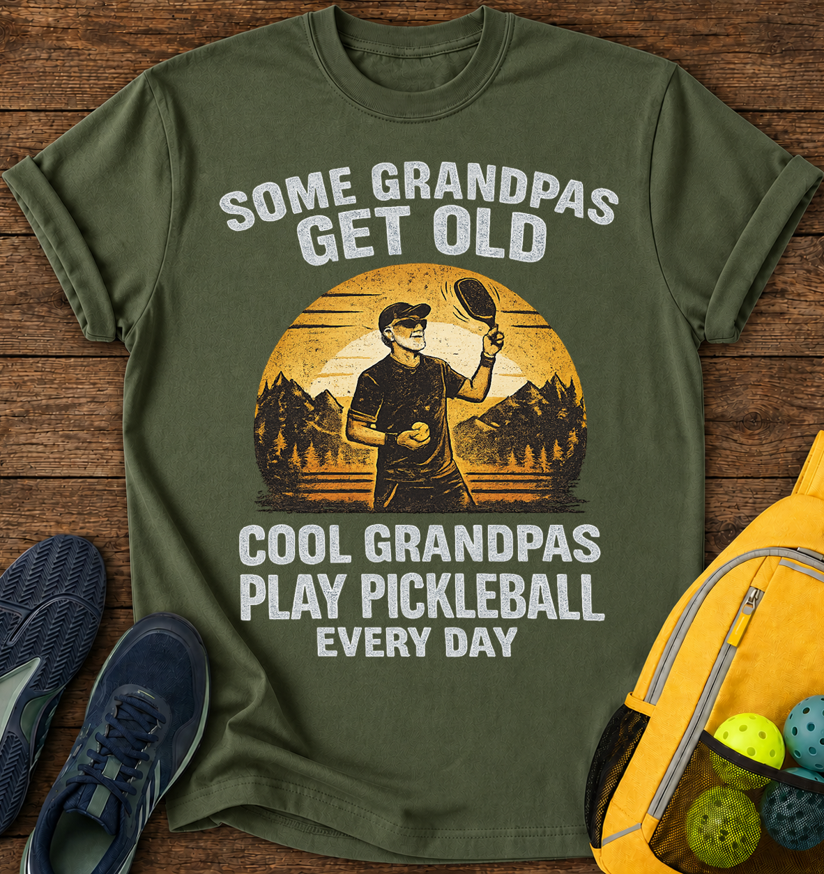 Some Grandpas Get Old, Cool Grandpas Play Pickleball Every Day - T-Shirt