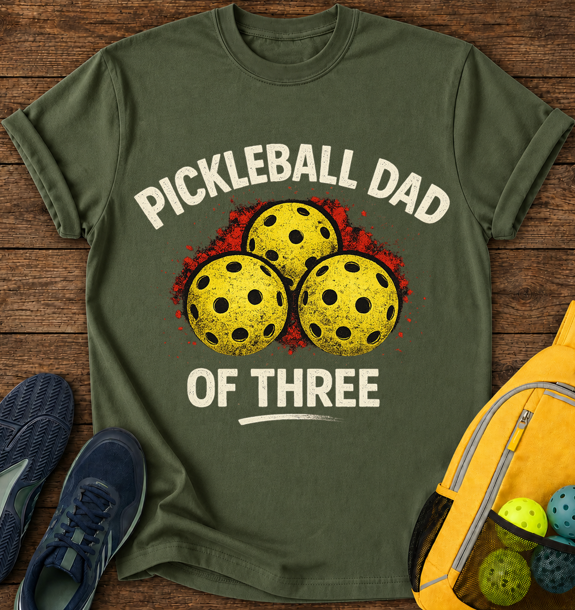 Pickleball Dad Of Three - T-Shirt