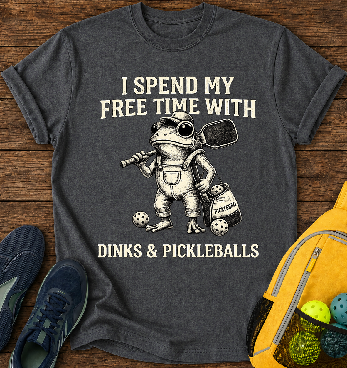 I Spend my Free Time with Dinks and Pickleballs - T-Shirt
