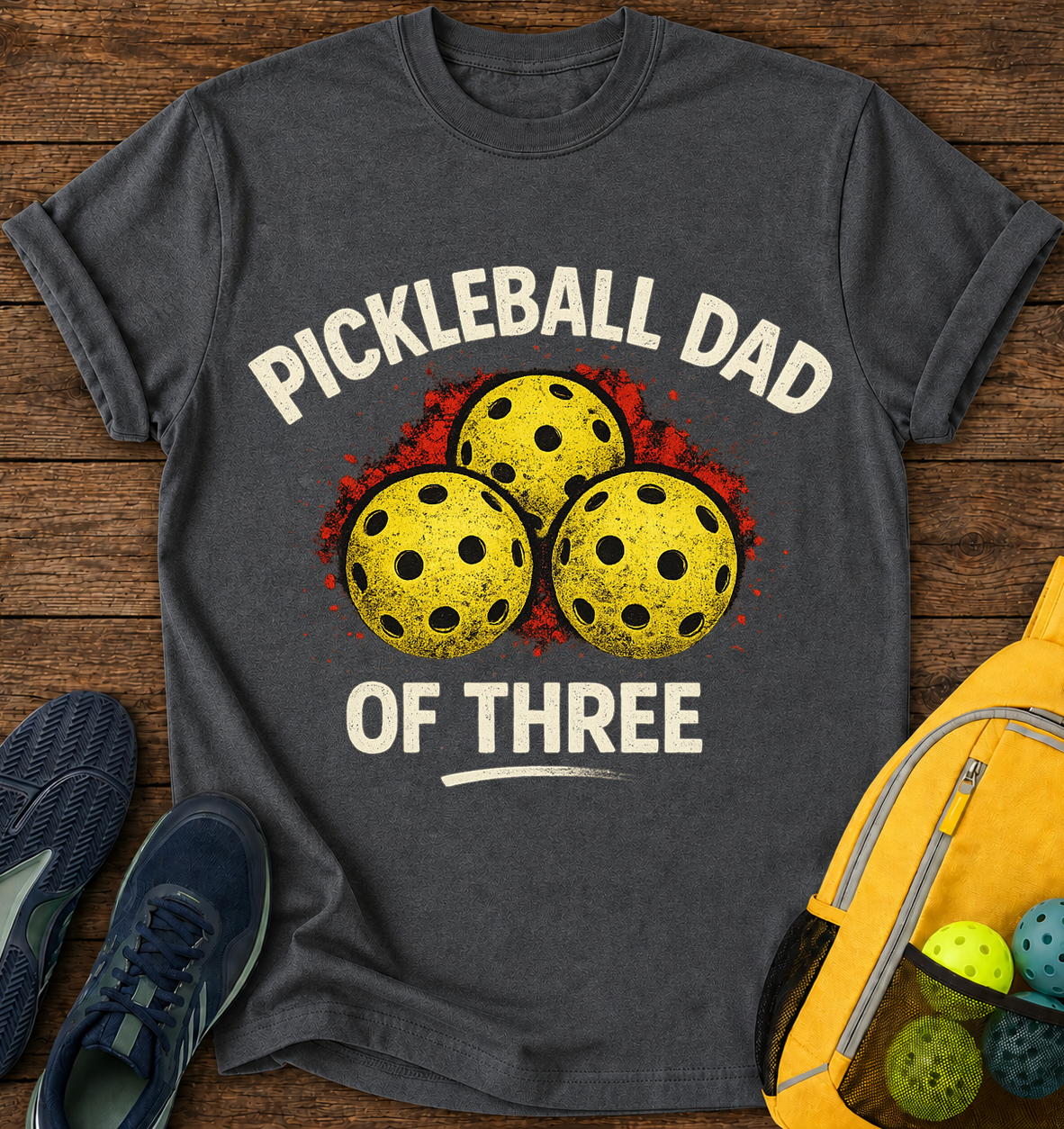 Pickleball Dad Of Three - T-Shirt