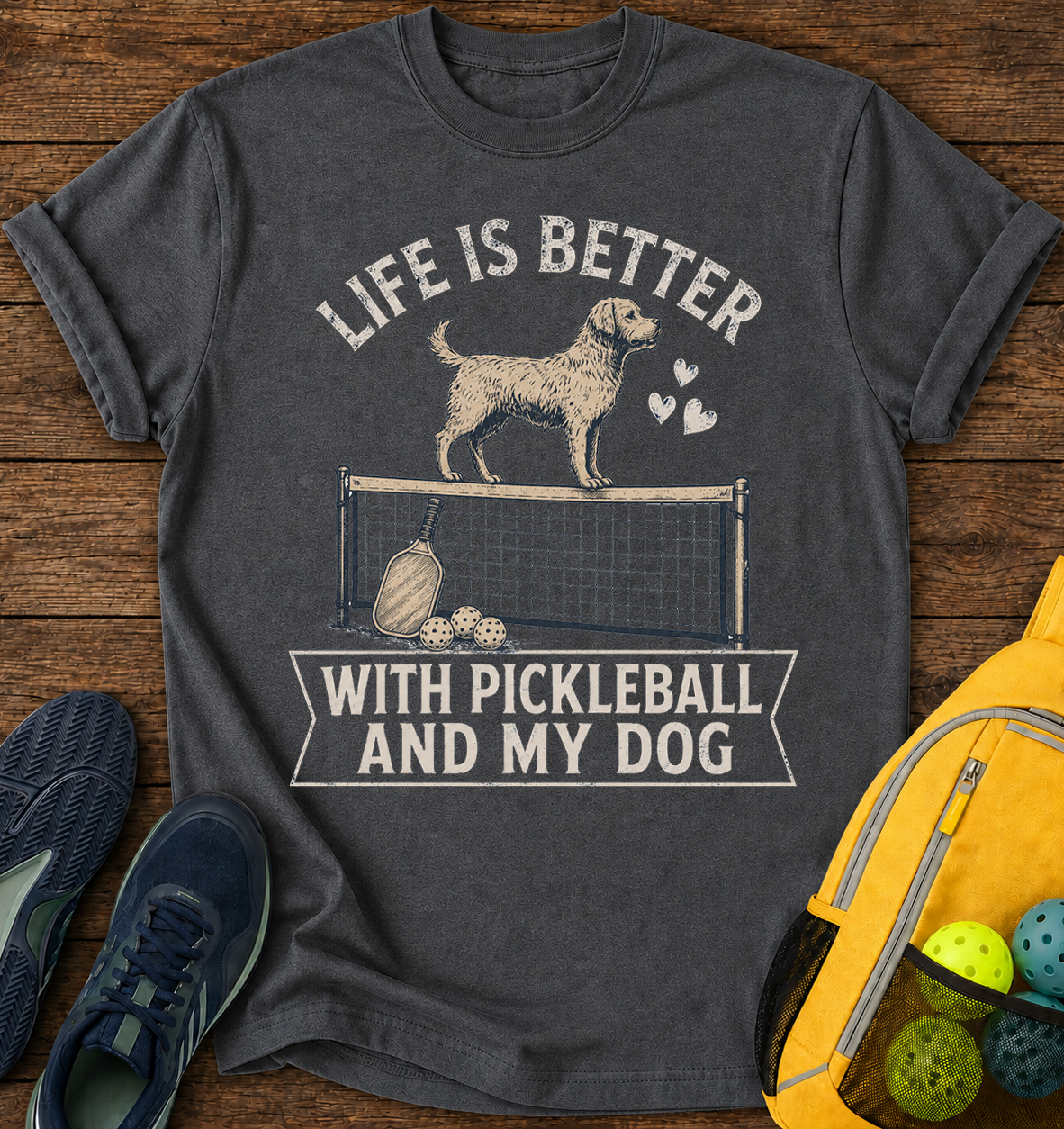 Life is Better With Pickleball and My Dog - T-Shirt